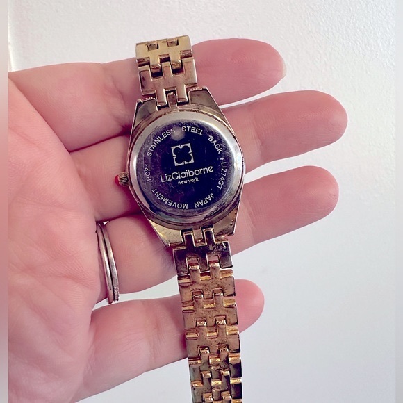 Liz Claiborne New York CZ Diamond Studded Circular Face Linked Watch, Gold-tone - Picture 6 of 16